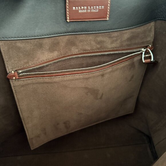 Ralph Lauren Men's Navy Blue Leather Darwin Tote, retail $2200 - Picture 12 of 15